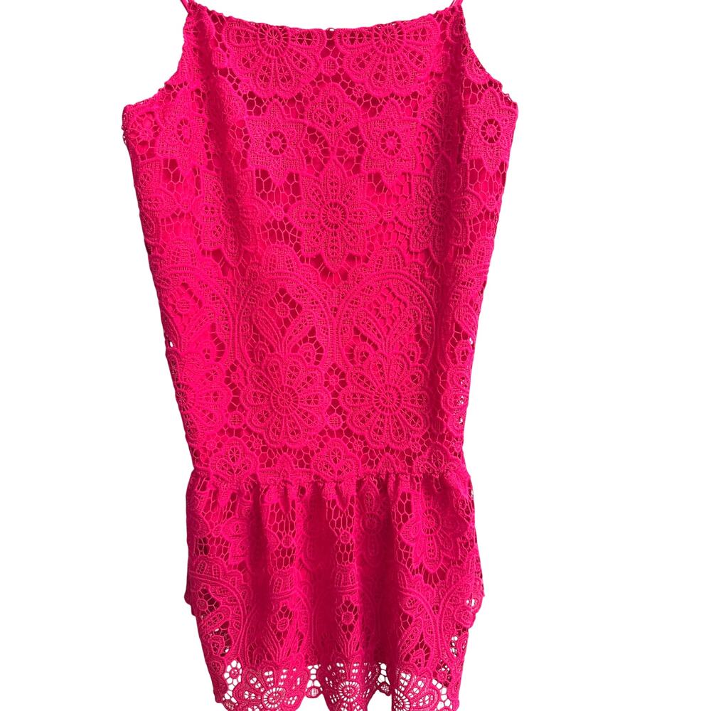 Skies Are Blue Pink Lace Drop Waist Dress Strappy Sleeveless Women's Size M